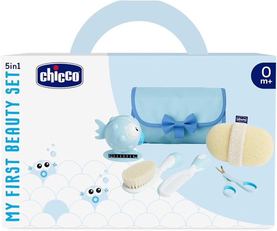 Chicco Baby-Badeset, Geschenkidee, Geschenkidee zur Geburt, mit Kamm, weicher Bürste, Thermometer, W