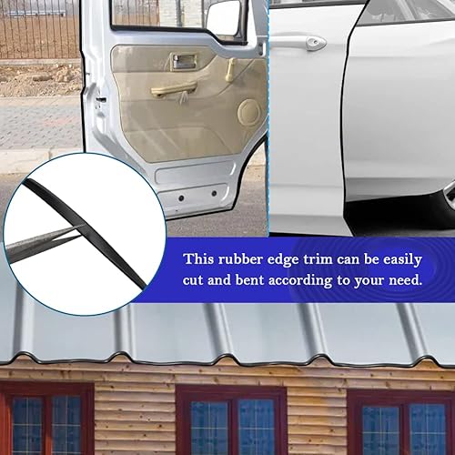 Miniatura 7 de Tira de sellado de goma con canal en U, autoadhesivo, protector de borde de goma para borde de 116 pulgadas, 10 pies, color negro