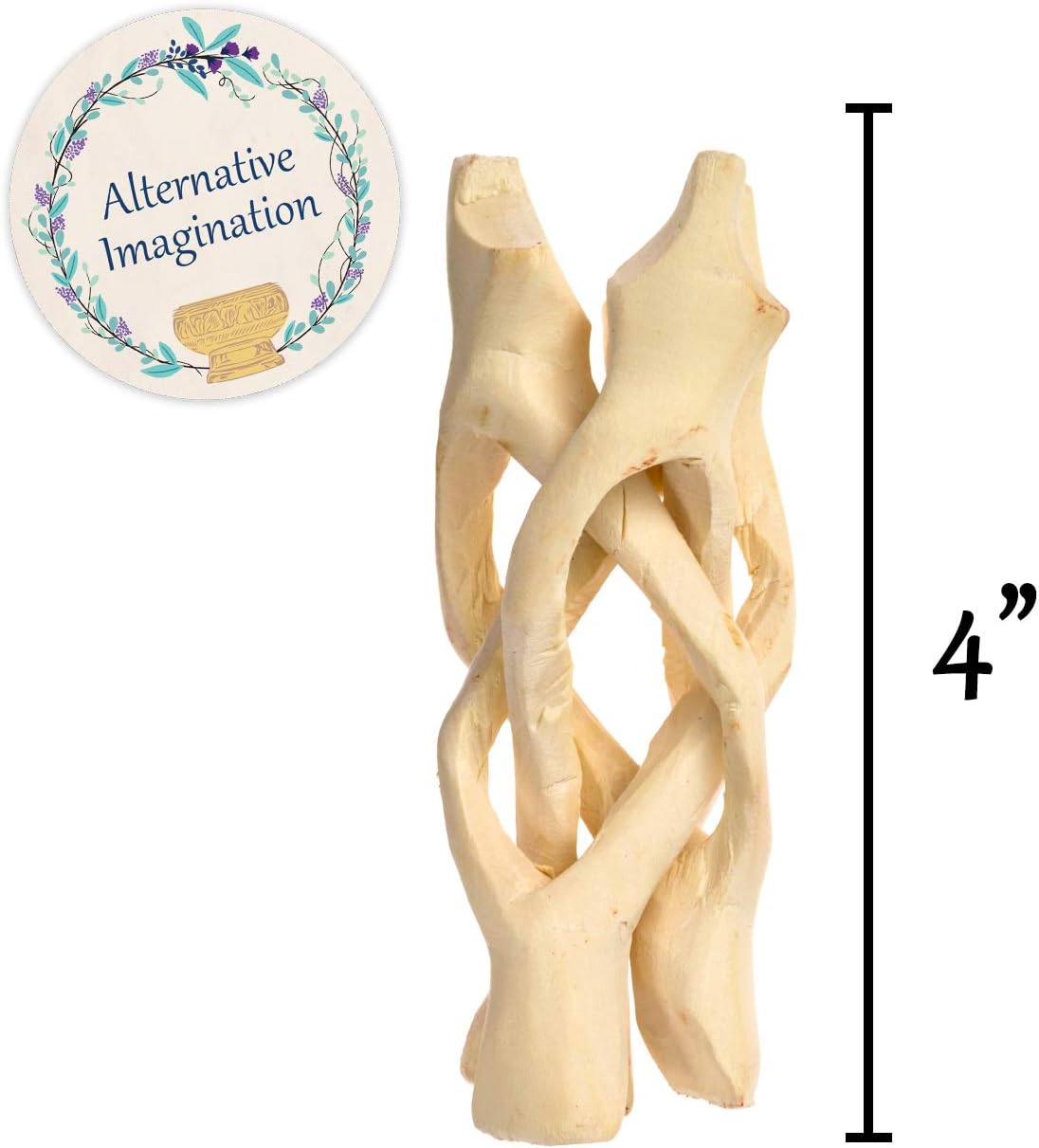 Alternative Imagination Wooden Tripod Stand, Perfect for Abalone Shells, Crystal Balls and More. (Natural, 4 Inches)