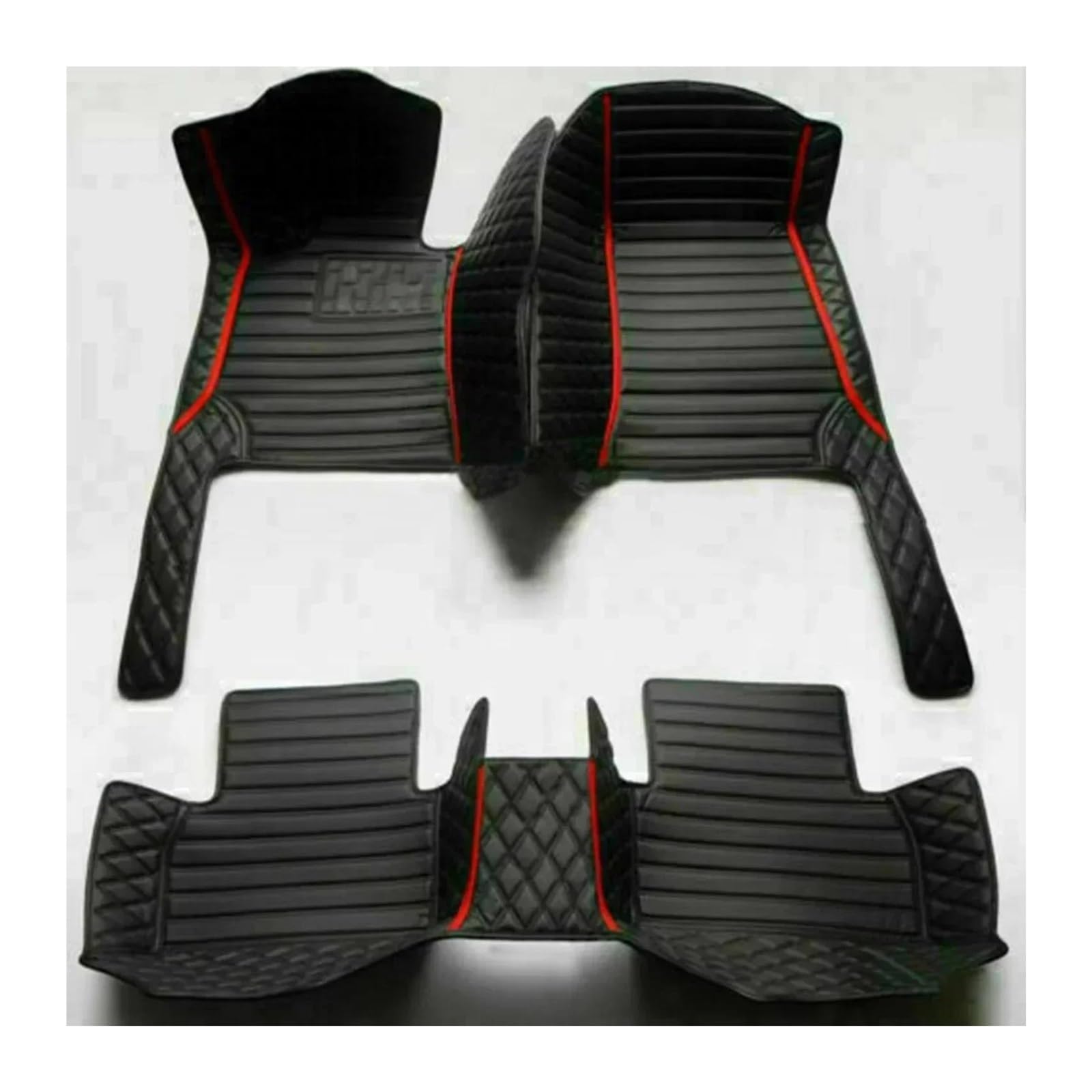 Car Mats For Mitsubishi For Xpander 2021 2022 2023 2024 2025 2026 Full Set Car Floor Mats Interior Accessories(Striped Black Red 2)