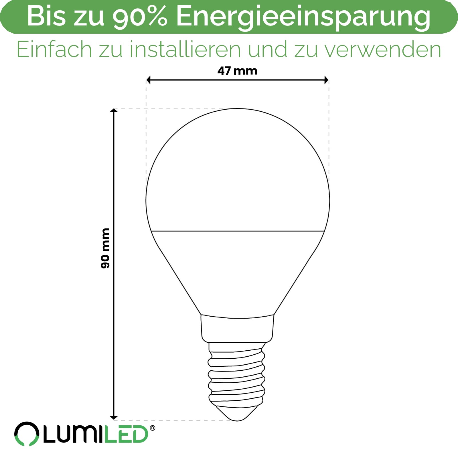 Lumiled Żarówka LED E14 P45 8W 880lm 4000K Neutralna Biel 180° Zamiennik 60W Nieściemnialna Kształt małej kropli Energooszczędna Zestaw 6 szt.