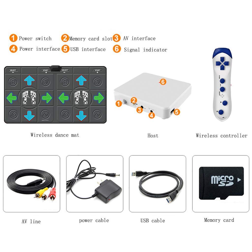 Yjtwt Doppio Tappetino da Ballo Senza Fili,Tappeto di Danza Musicale Pieghevole Passo da Ballo Regalo per Bambini Gioco Tappeto Dance Revolution Tappetino da Yoga