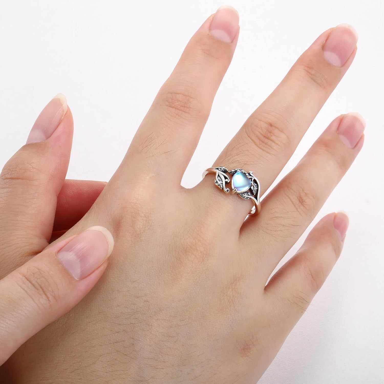 Vintage Moonstone Ring 925 Sterling Silver for Women-Adjustable Thumb Ring Bohemian Jewelry Gifts for Her - Image 3