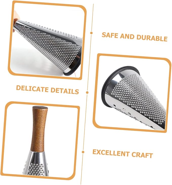 Rallador manual de queso LIFKOME acero inoxidable y madera miniatura 3