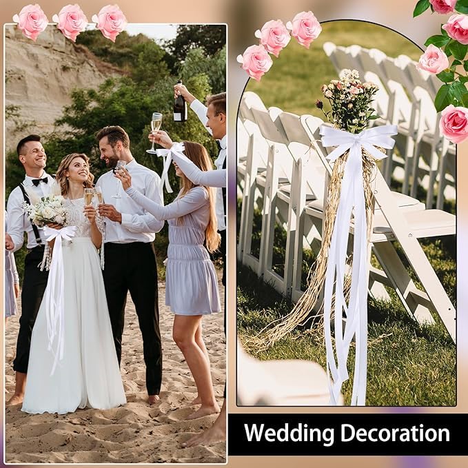 White Satin Ribbon 6mm Thin x 91m - White Gift Wrapping Ribbon for Wedding Christmas & Crafts - Image 4