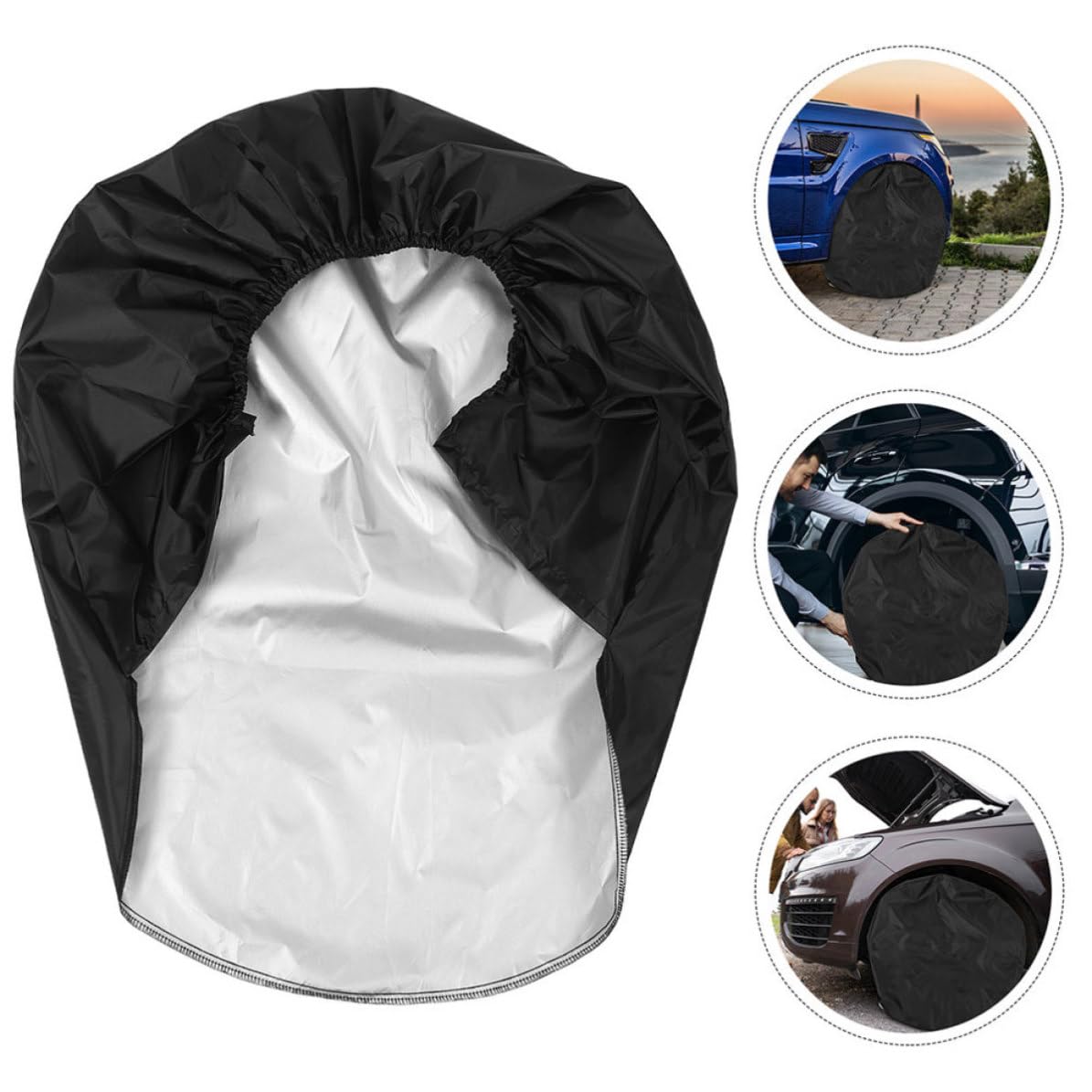 Garneck Housse Roue pour Camping-remorques, Housses de Pneus Anti-UV en Tissu Noir, Protection Polyvalente la Peinture Intempéries, Lot de 2 Pièces
