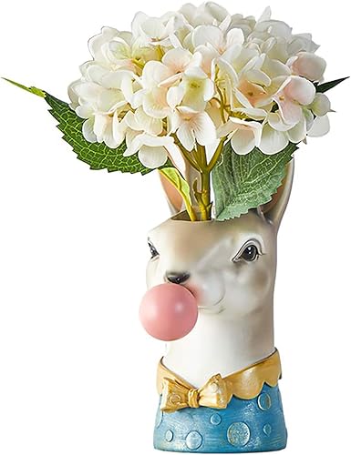 Blowing Bubble Art Vase, Animal Face Vase, Modern Home Decor Vase (No Plants) - Rabbit