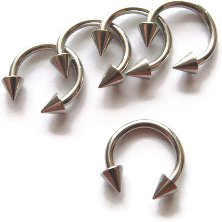 14g LOT 5 Eyebrow Ear Rings Nostril Circular Bar Barbell Body Piercing Jewelry