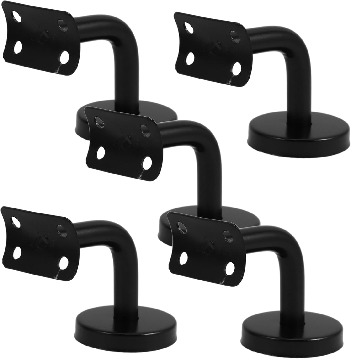 5Pcs Black Stainless Steel Handrail Brackets Wall Mounted Solid Stair Rail Supports for Indoor Bathroom Corridor and Commercial Use Anti-Corrosion Bannister Holders