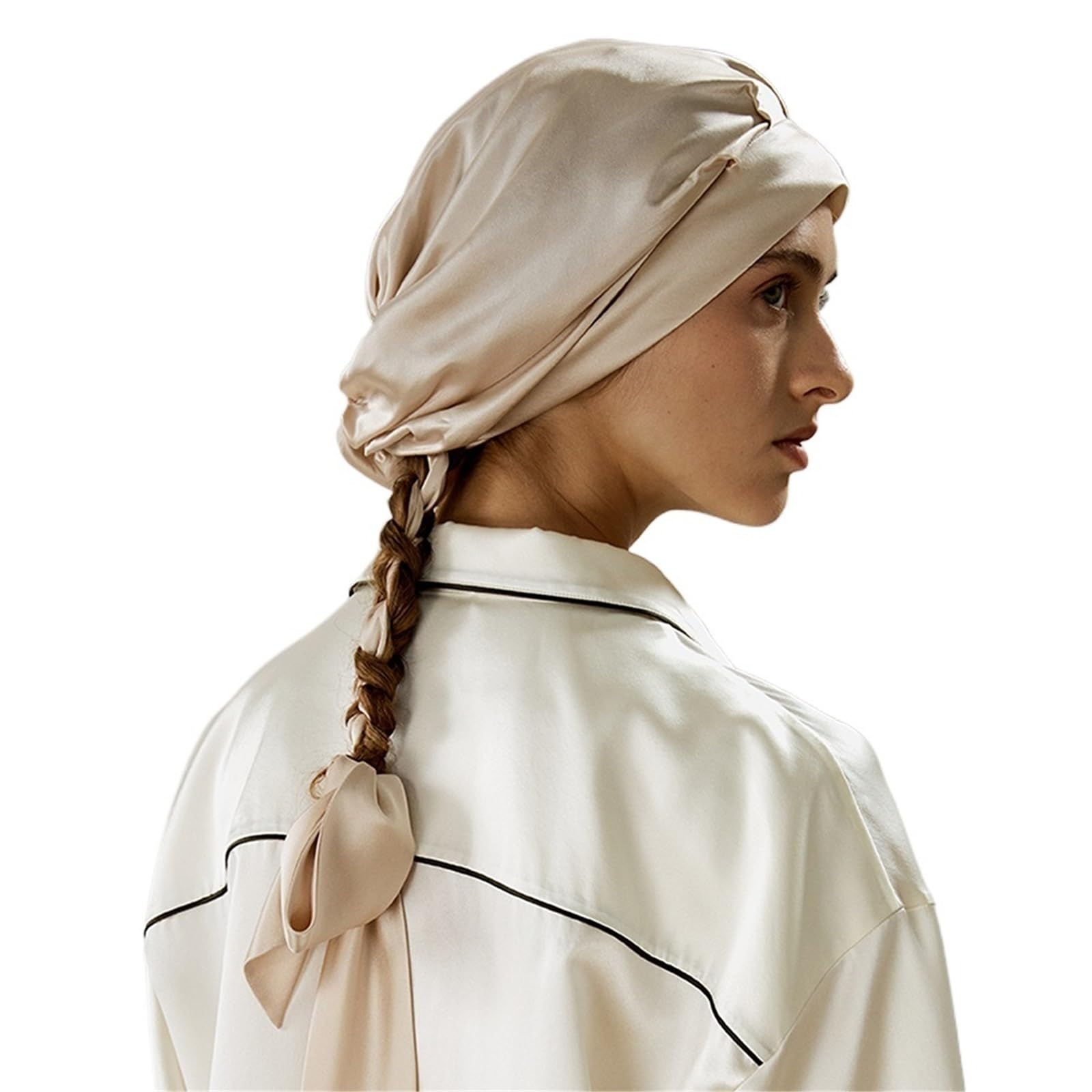 Gorro Saten Pelo Rizado Gorro de seda con banda elástica y lazo largo for dormir, cuidado del cabello, accesorios casuales a juego, turbante