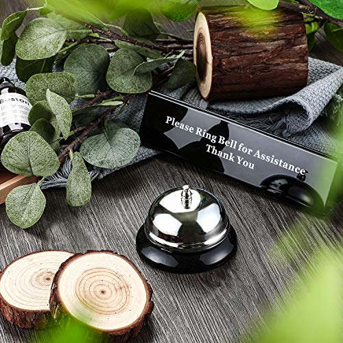 Boao Desk Service Dinner Bell Metal Construction Call Bell And Double Side No Receptionist Sign Please Ring Bell Sign For Service Assistance For Hotel School Restaurant Reception Area (Sliver Bell) #TOP5