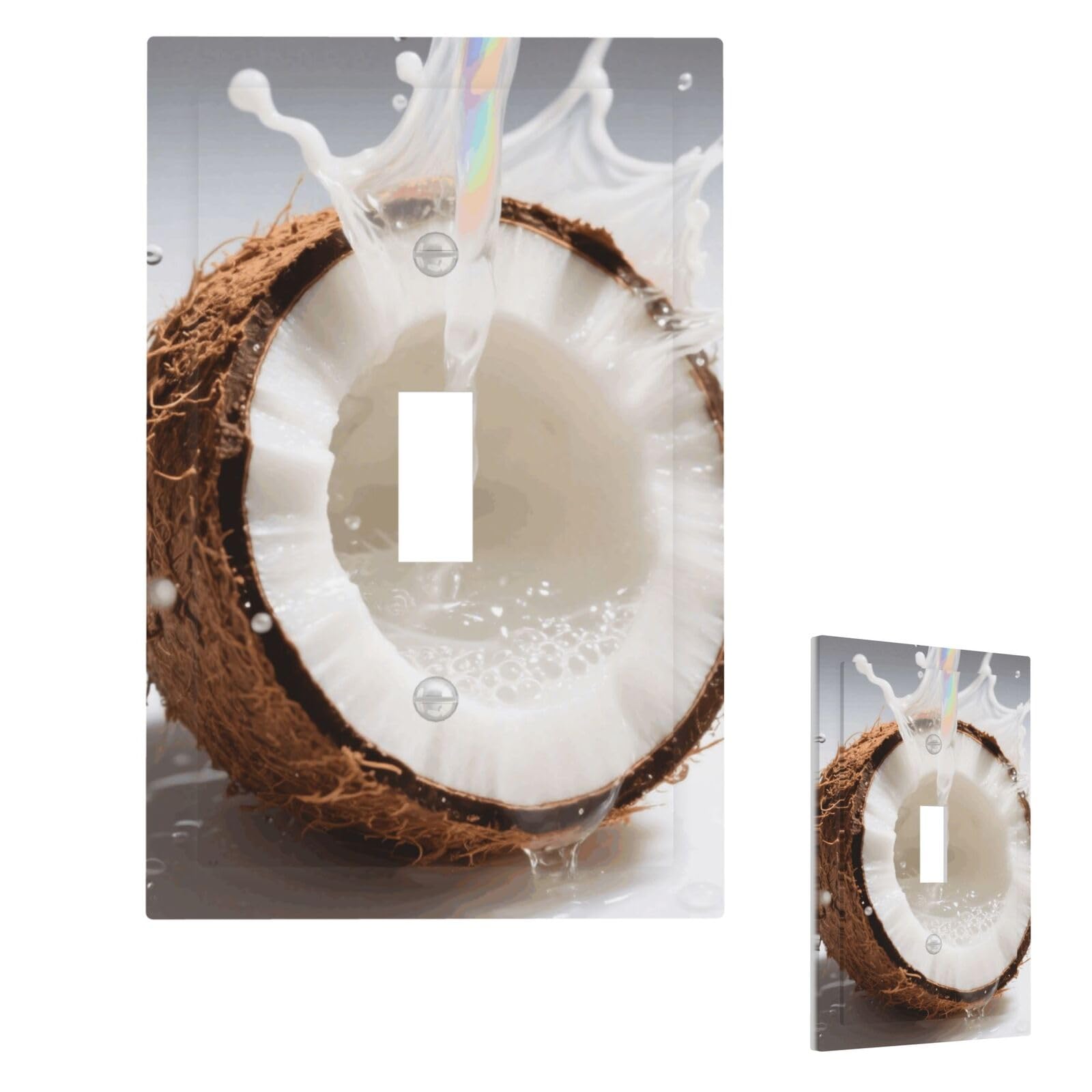 Fekiloot Single Toggle Coconut Wall Plate Cover Modern Decorative 1 Gang Light Switch Cover Unbreakable Receptacle Outlet Covers For Living Room Bedroom Home Decor
