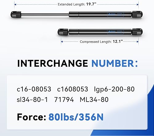 Miniatura 114 de ARANA C16-04154 - Puntales de gas de 15 pulgadas y 24 libras, para cubierta Snugtop, cubierta de cámper, piezas de repuesto para tapa de camión, 2
