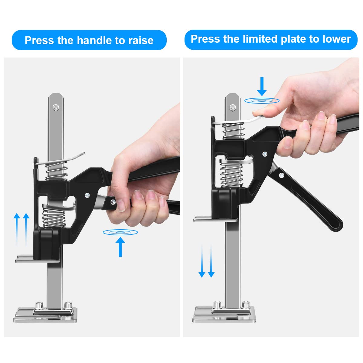 2 Piezas Handheld Jack Tool, 200kg Herramienta de Elevación de Brazo de Ahorro de Mano, Elevador de Regulador de Altura para Pisos, Azulejos, Puertas