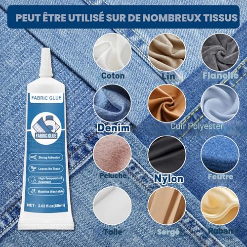 WAN2TLK Colle permanente pour tissu - 120 ml - Extra forte - Lavable - Colle transparente pour réparation de vêtements, cuir, tissus d'ameublement, textile, feutre, badges, patchs et loisirs créatifs – vue 6