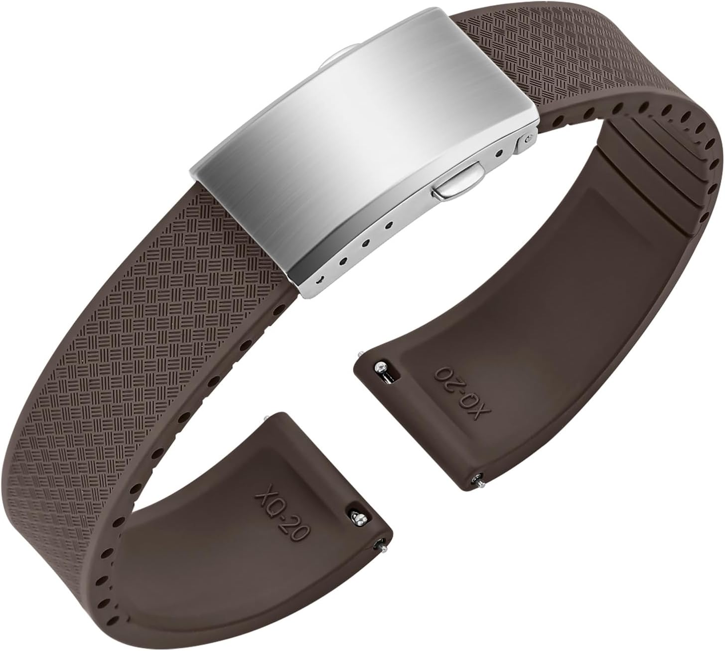 ULLCHRO FKM Rubber Watch Strap, Cut to Size Quick Release Fluororubber Watch Band Soft Replacement Watchband with Silver Milled Clasp for Men Women 18mm 19mm 20mm 21mm 22mm