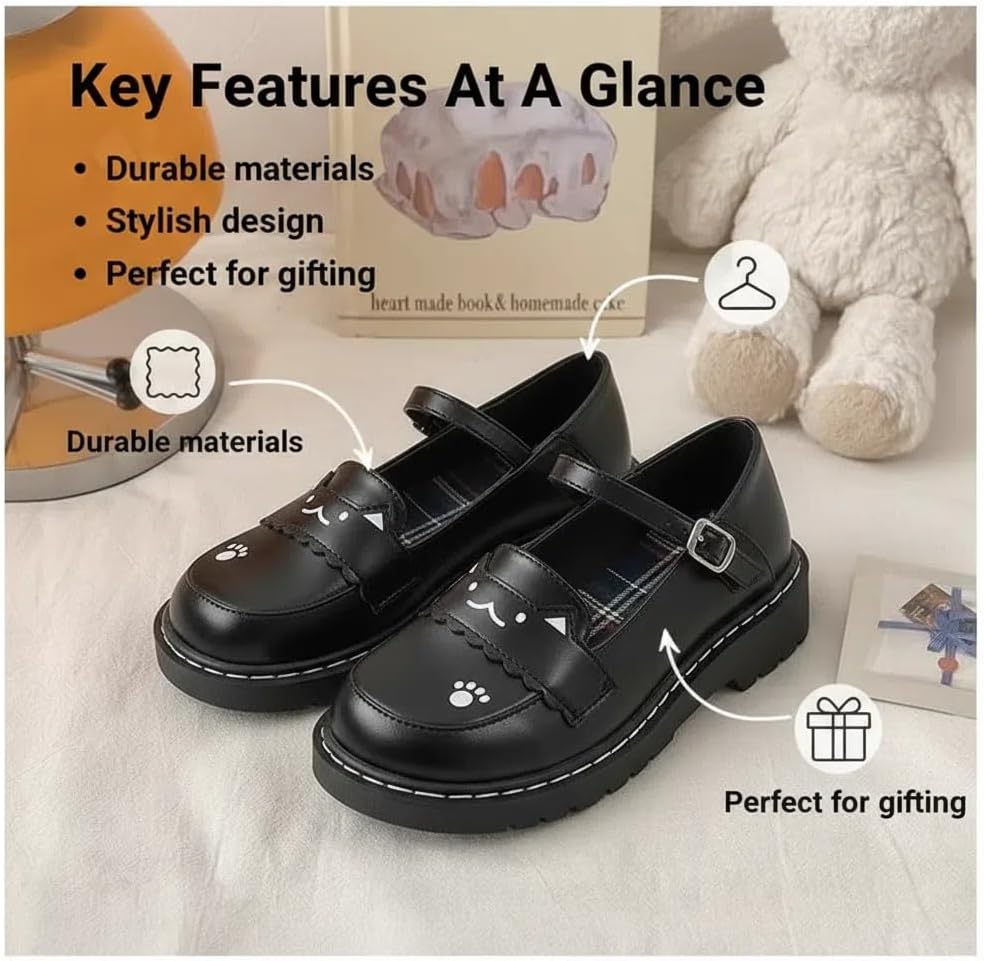 Kawaii Lolita Casual Mary Jane Shoes - Cute Adorable Cat Kitten Paw Flats | Japanese Sweet Soft Style for Everyday Wear