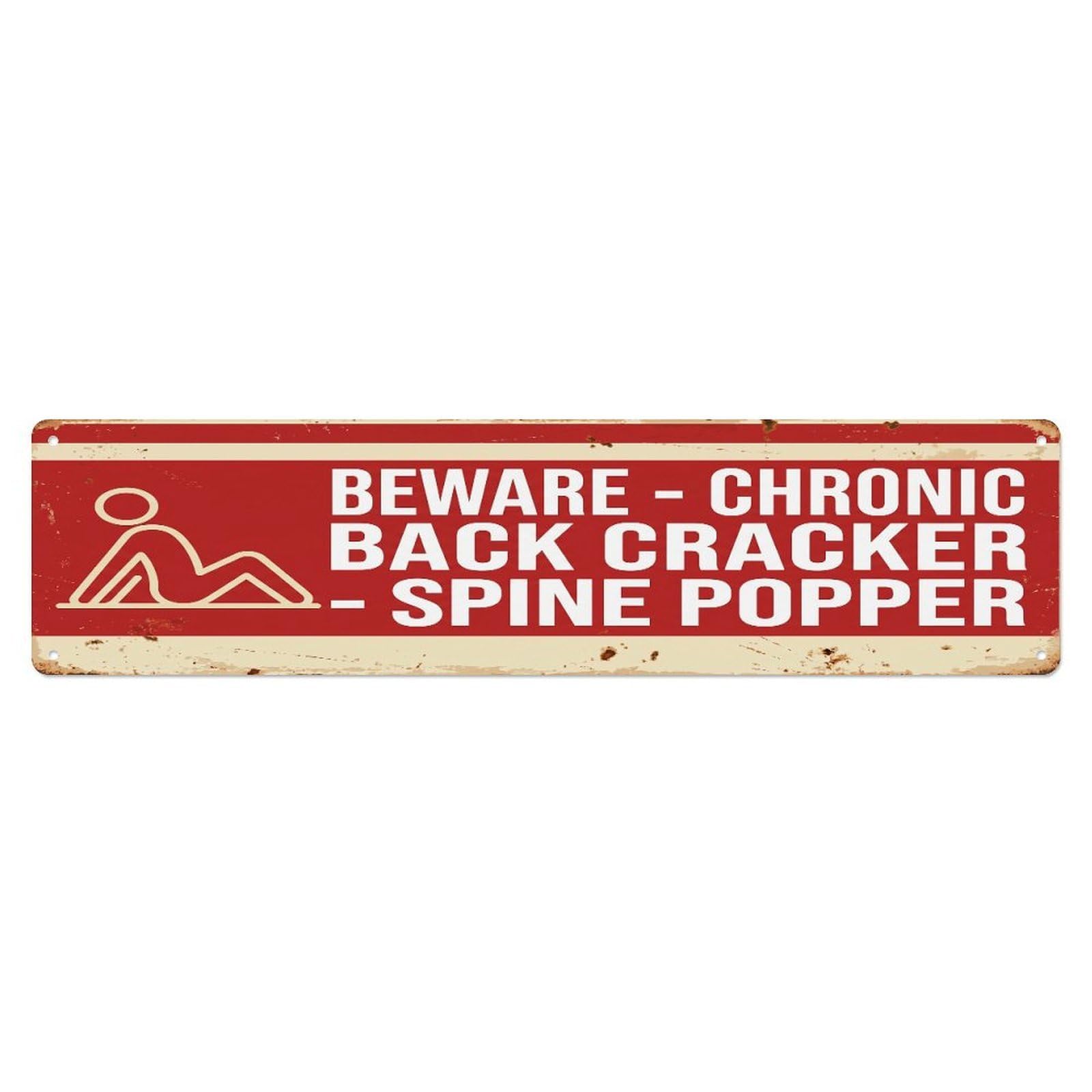 Fqcyn Style Metal Tin Sign Vintage Funny Beware Chronic Back Cracker Warning