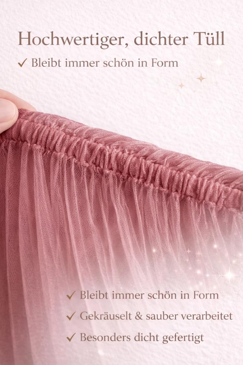 Baby Fancyroom Baldacchino a baldacchino in tulle, fatto a mano, arricciato, baldacchino per lettino dei bambini (rosa antico, 360 cm)