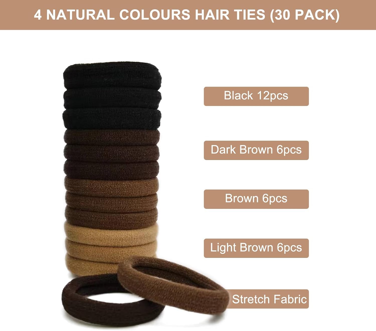 Elastici per capelli da donna, confezione da 30, morbidi, senza cuciture