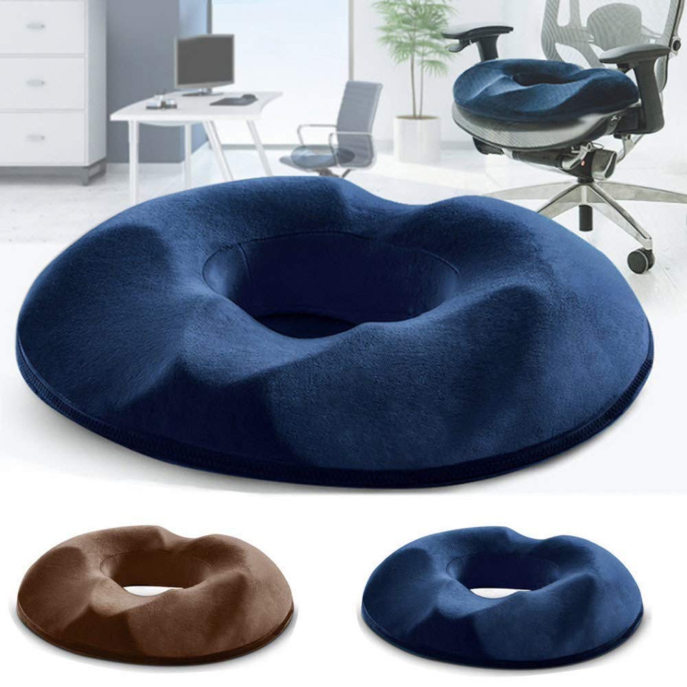 Coussin de Siège de Donut en Polyester, Coussin Orthopédique pour Hémorroïdes, Ergonomique Coussin Anti Escarres, pour Chaise Bureau Auto Voiture Fauteuil Roulant, 44cm x 41cm (Noir)