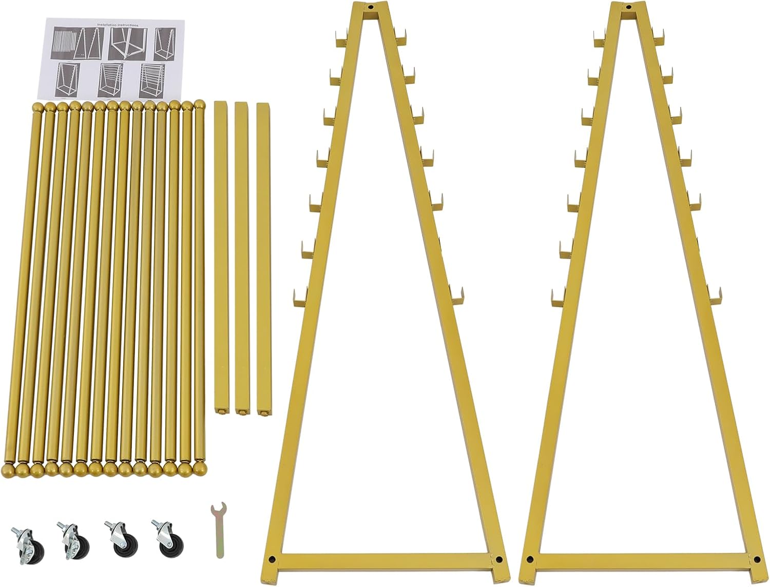 awolsrgiop Ribbon Storage Organizer Rack, 15 Tier Ribbon Organizer Ribbon Holder Double-Sided Scarf Rack Xmas Gift Wrapping Paper Station with Wheels for Home, Craft Room, Flower Store (Gold)