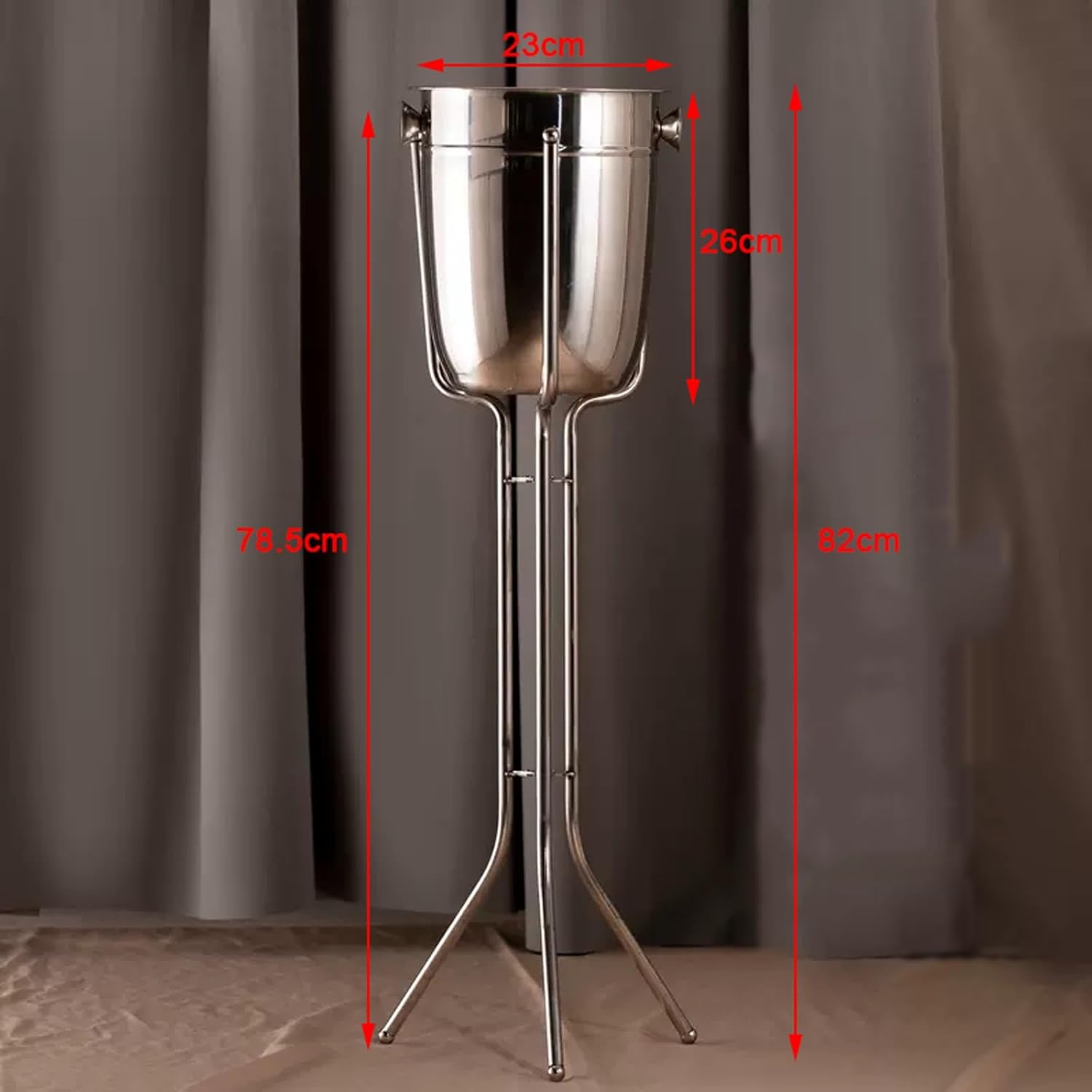 Ice Bucket Stainless Steel Double Wall Ice Bucket with Triangle bracket Wine Chiller Buckets for Parties Festival Bar Outdoor or Indoor Use, Height 32.2 inch, 5L Beverage Ice Tub