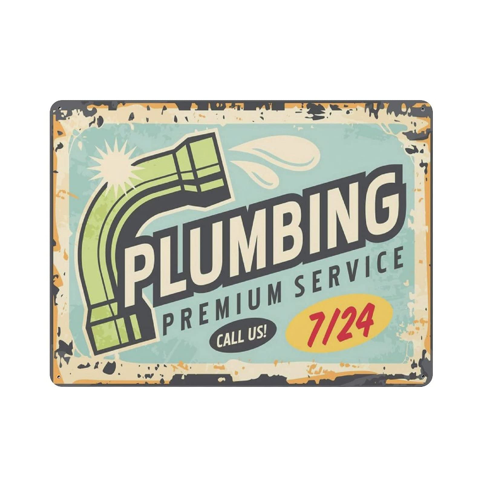 Metal Tin Sign Plumbing Service Vintage Tin Poster Metal Sign Wall Decoration Country Kitchen Home Garage Decor 12"x16"
