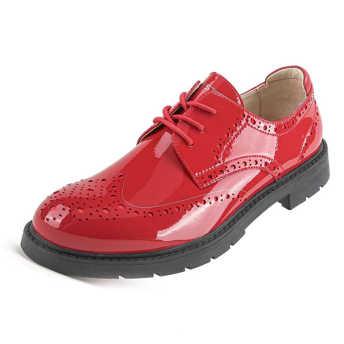 VEACAM Mens Fashion Golf Shoes Outdoor Leather Formal Spiked Golfing Footwears Casual Training Sneakers for Male,Red,8.5