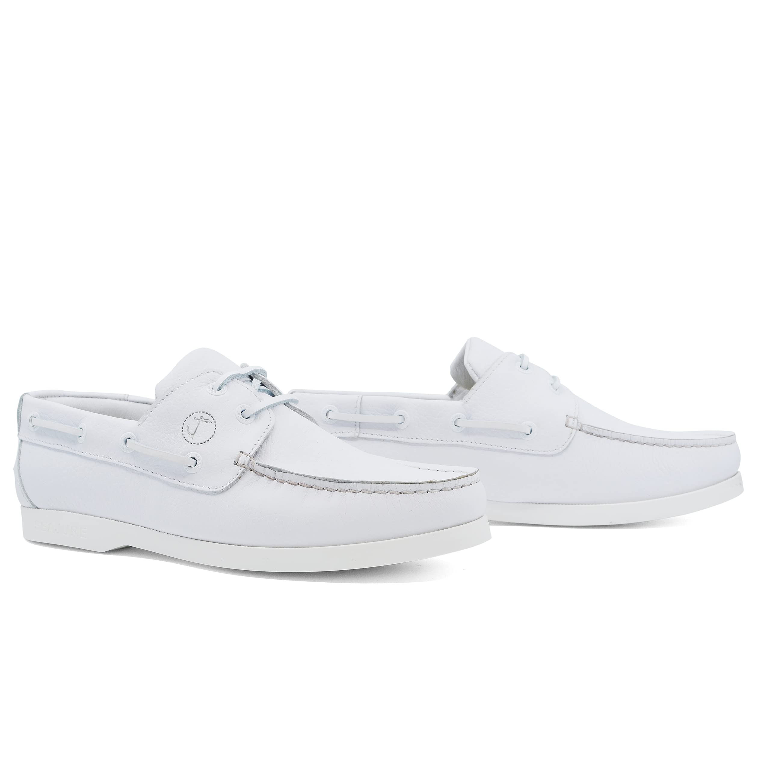 Seajure Chaussures Bateau pour Femme Shoal en Cuir Blanc