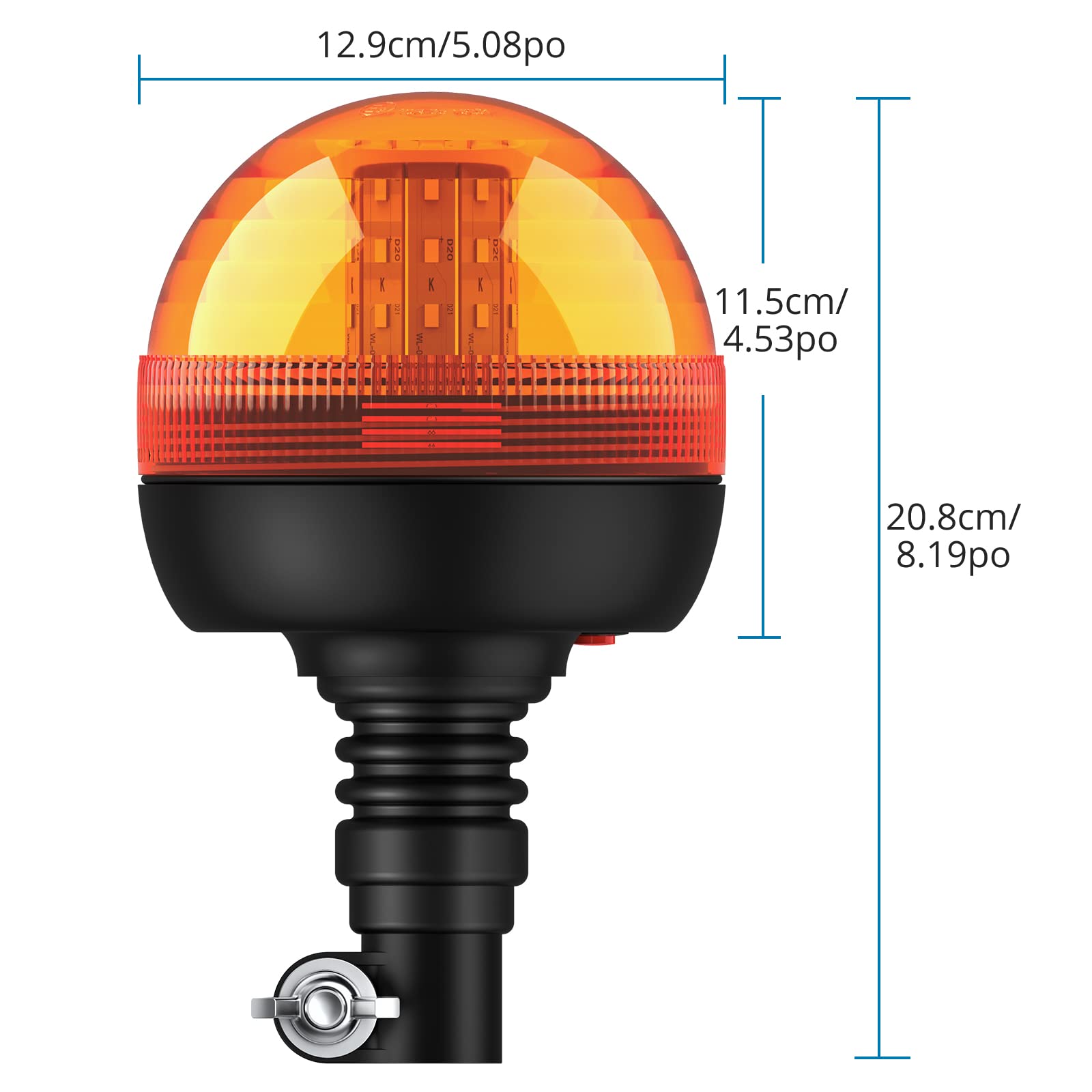 AUTOUTLET 2PCS Gyrophare LED Rotatif Orange 12V-24V E-Mark 40 SMD LED 3 Modes d'Eclairage Etanche Anti-Poussière pour Le Camion de Pompiers l'Ambulance l'Arroseur Routier Camion