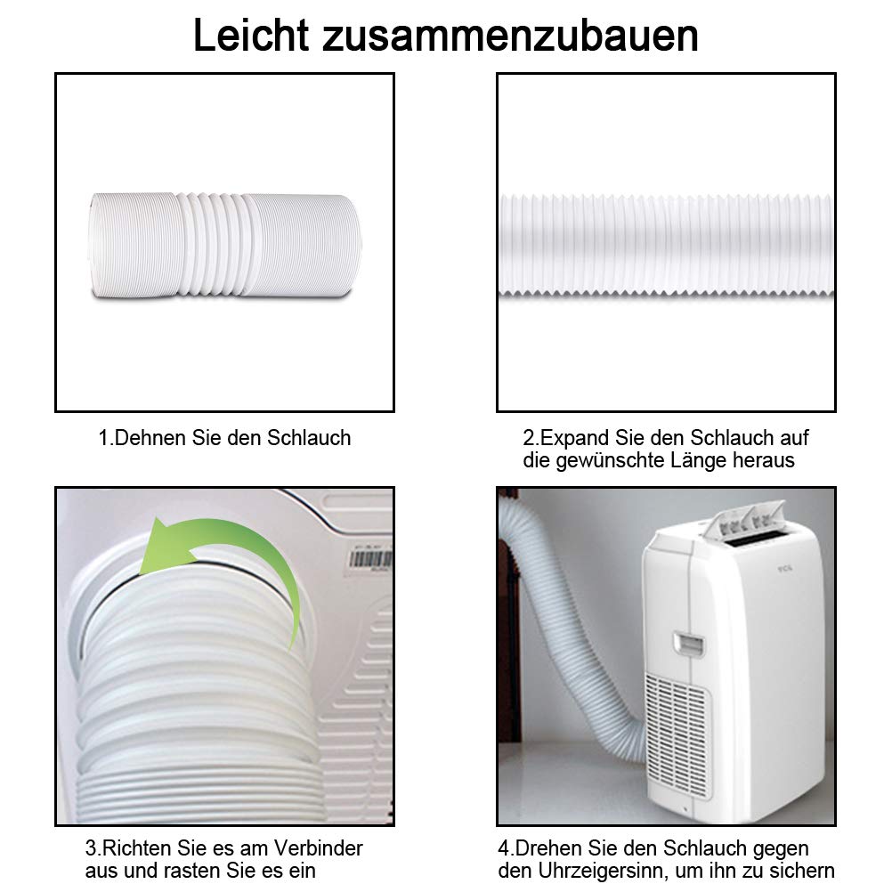 K KUMEED Wąż przedłużający do klimatyzacji, wąż klimatyzacji PP, średnica 150 mm, długość 2 m, wąż powietrza wylotowego, 150 mm, do klimatyzacji, okapu kuchennego, suszarki bębnowej