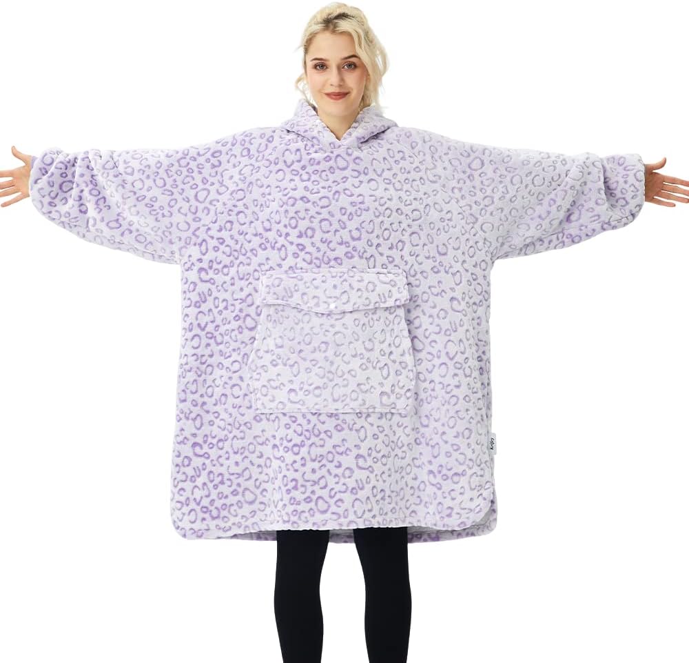 Krifey Wearable Blanket Hoodie, Oversized Sherpa Hooded as Birthday Gifts for Mom Women Girlfriend Men, Cozy Sweatshirt with Giant Pocket