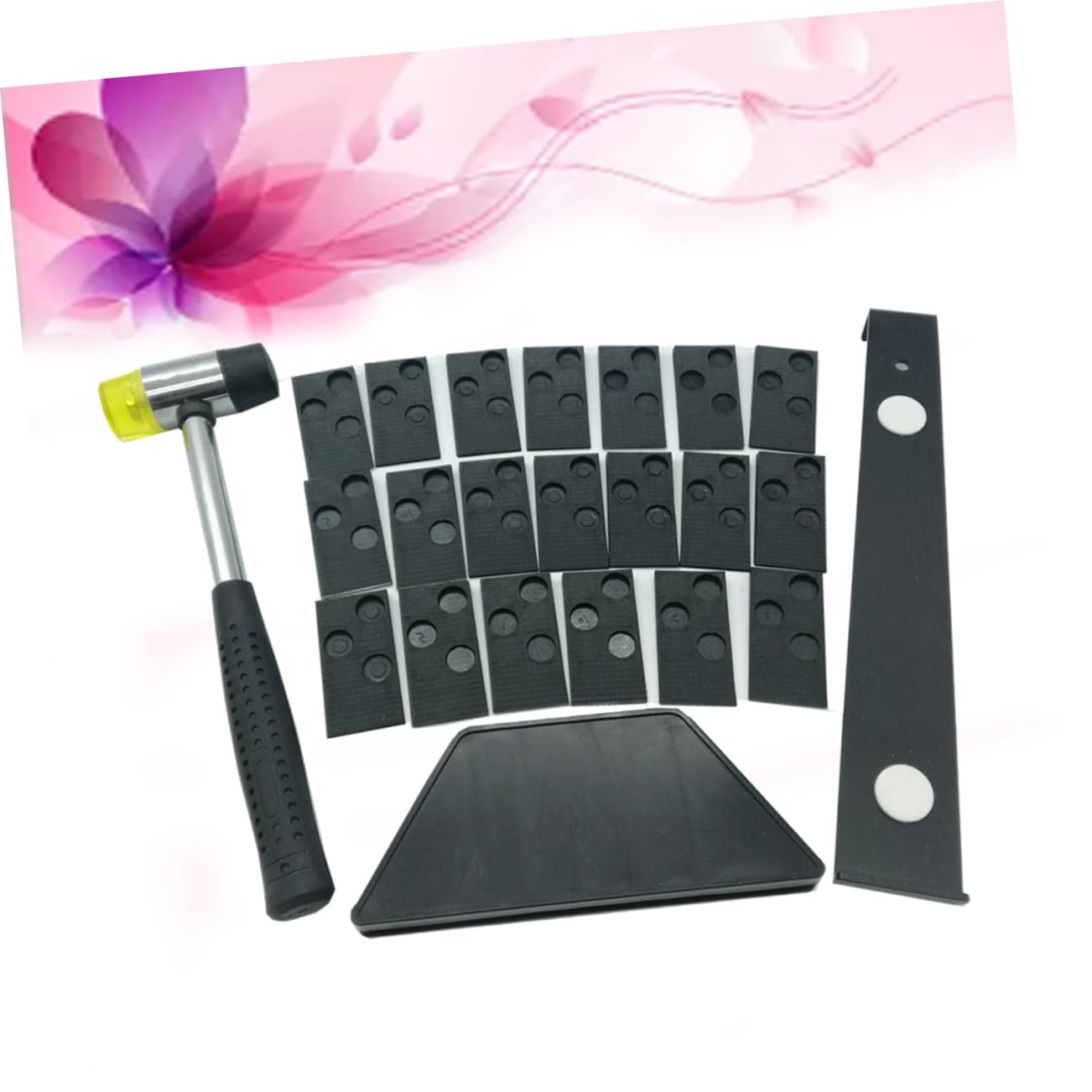 Housoutil Kit de Instalación de Suelos Laminados 23 Piezas con 20 Espaciadores, Barra de Tracción, Mazo y Taco de Goma para Instalación Rápida de Parquet