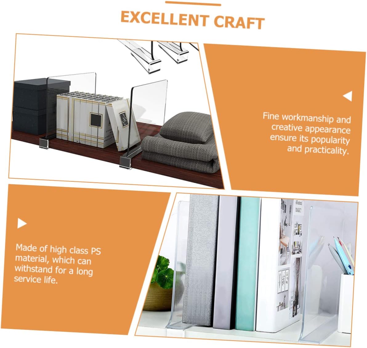 Maximize Storage 4 Pack of Shelf Divider Cabinet Closet Divider Smooth Corners for Books Clothes and More