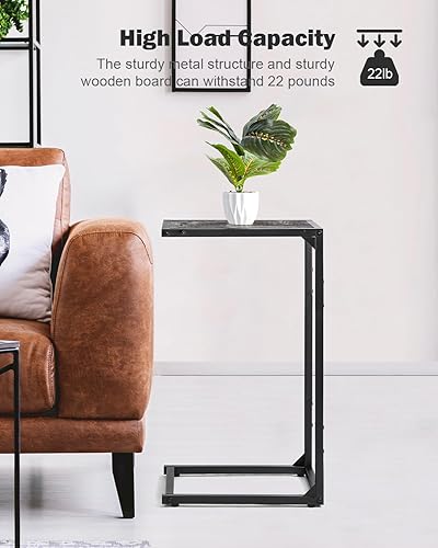 Miniatura 6 de MOOACE Juego de 2 mesas auxiliares en forma de C, mesas auxiliares para sofá, mesa de sofá para espacio pequeño que se desliza por debajo, bandejas