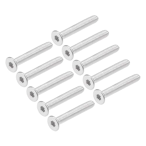 Miniatura 1 de 50 tornillos de cabeza plana M3-0.020 x 0.984 in, acero inoxidable 18-8 (304), acabado brillante, llave Allen, tornillos de máquina