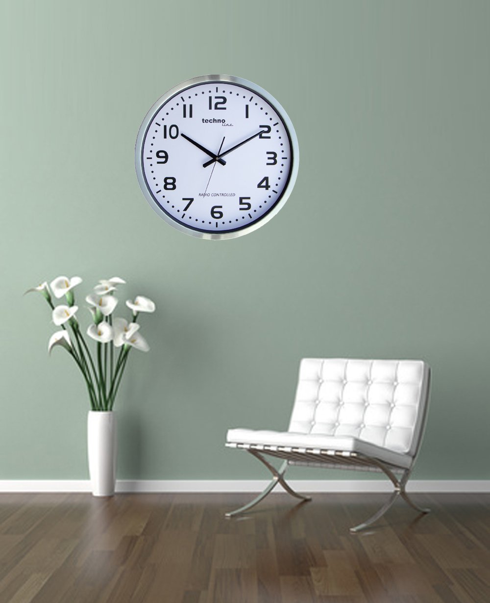 techno line WT 8995 Orologio da Parete Radio, Metallo, Argento, 50x5x50 cm