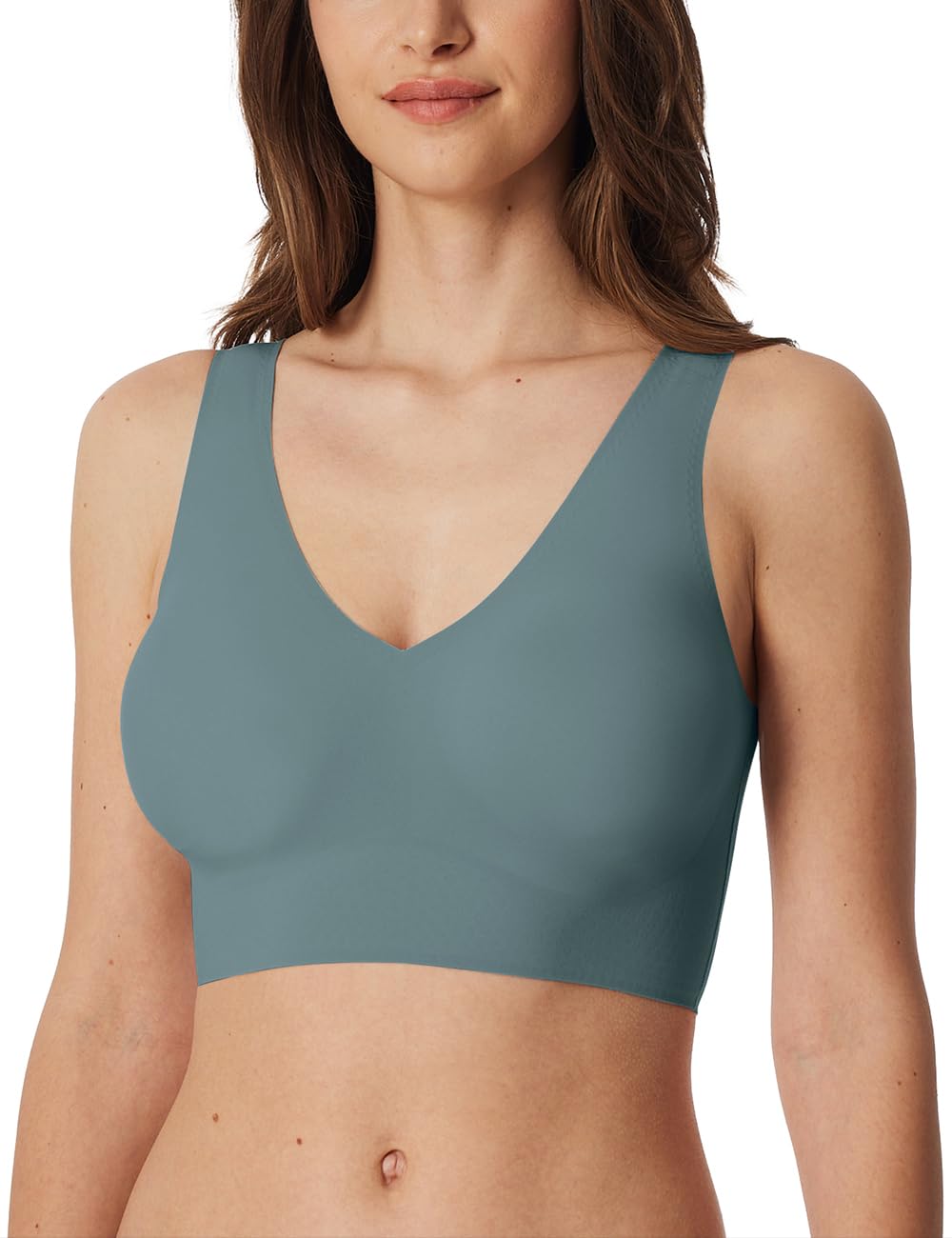 Schiesser Invisible Soft Women's Seamless Bustier with Removable Pads, Mineral_181767, 12