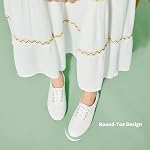 TUOPIN Womens White Canvas Sneakers Low Top Lace-up Canvas Shoes Lightweight Casual Tennis Shoes…