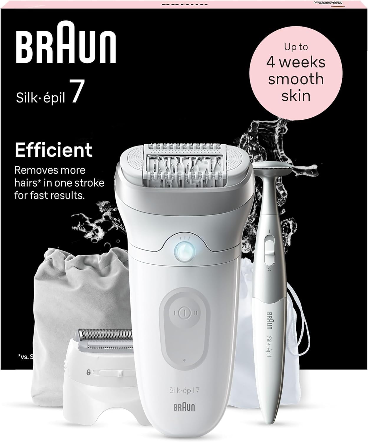 Braun Silk-épil 7, Epilierer Damen, Haarentferner für Langanhaltende Haarentfernung, Ladyshaver, Wasserdicht — Inkl. Bikinitrimmer (Haartrimmer Intimbereich), Made in Germany — 7-241, Weiß/Silber