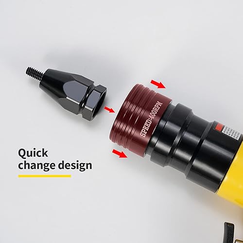 Miniatura 8 de HIFESON Pistola de tuerca remachadora neumática con pistola de cabeza autobloqueante, cambio rápido 1/4 y 5/16 y 3/8 y M6 y M8 y M10 y mandriles,