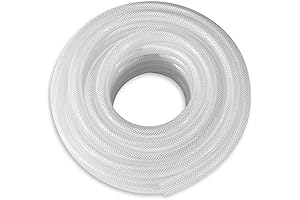 DAVCO 1 Inch Inner Diameter x 10 Foot Heavy Duty Braided Clear Plastic Vinyl Tubing