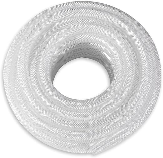 DAVCO 3/4" ID × 10 ft Clear Braided Plastic Vinyl Tubing Flexible High Pressure Reinforced PVC Hose