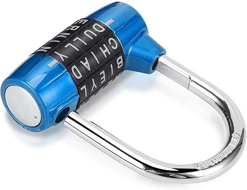 Miniatura 5 de Candado de bloqueo para gimnasio, 5 letras de aleación resistente, candado de seguridad resistente, fácil de configurar tu propio combo reiniciable