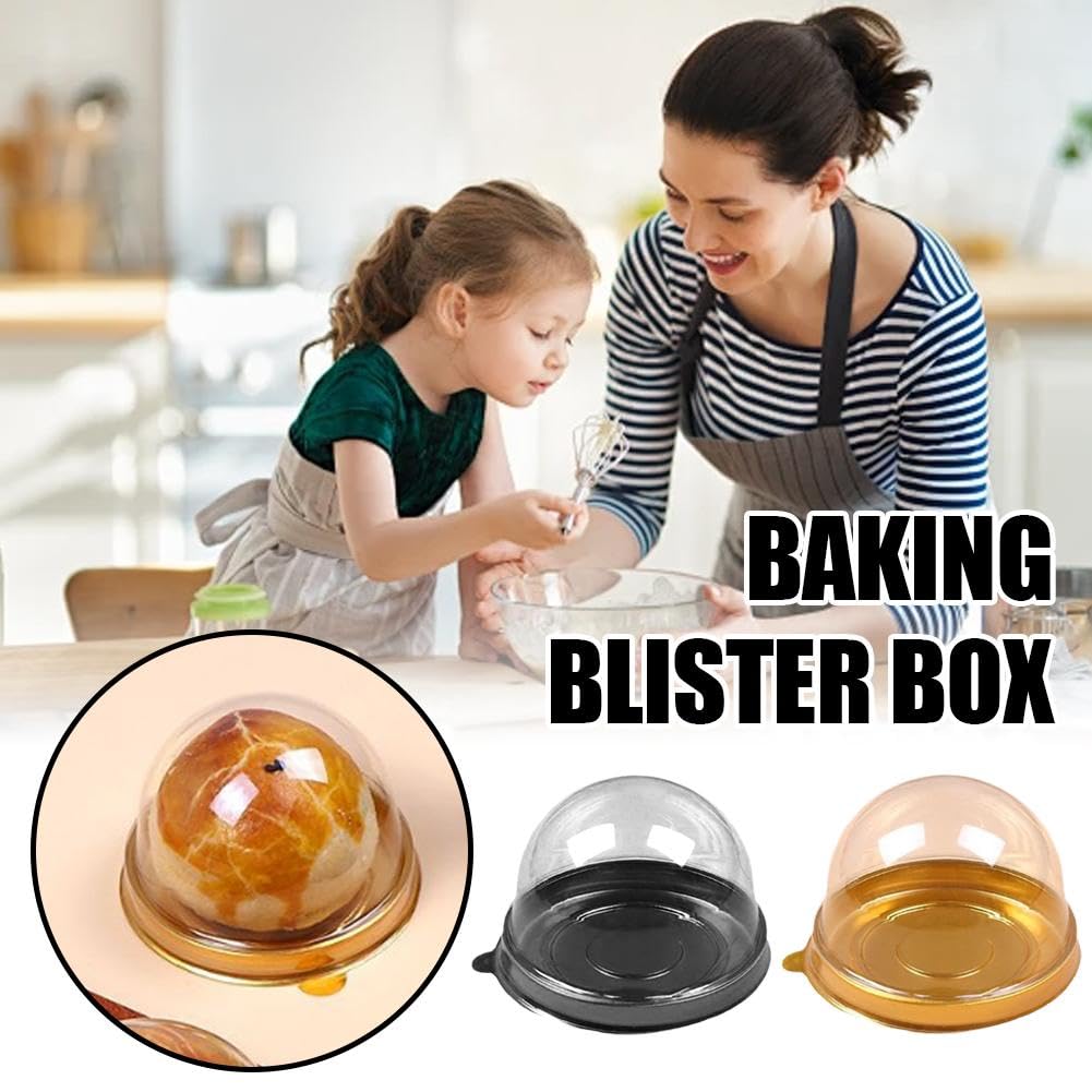 Contenitori trasparenti per cupcake, 50 pezzi, 6 x 4 cm, in plastica trasparente, per muffin, formaggio, pasticceria, dessert, per matrimoni, feste di compleanno (nero)