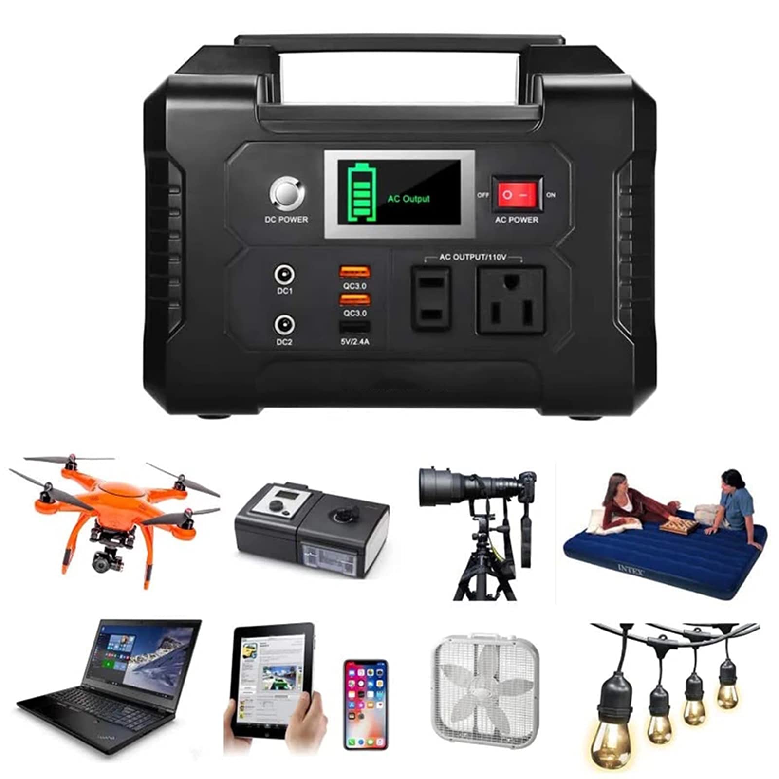 Centrale Électrique Portable 110V, Chargeur De Batterie De Générateur 200W 40800Mah Alimentation En Énergie Extérieure Pour Les Urgences De Camping En Plein Air RV Accueil