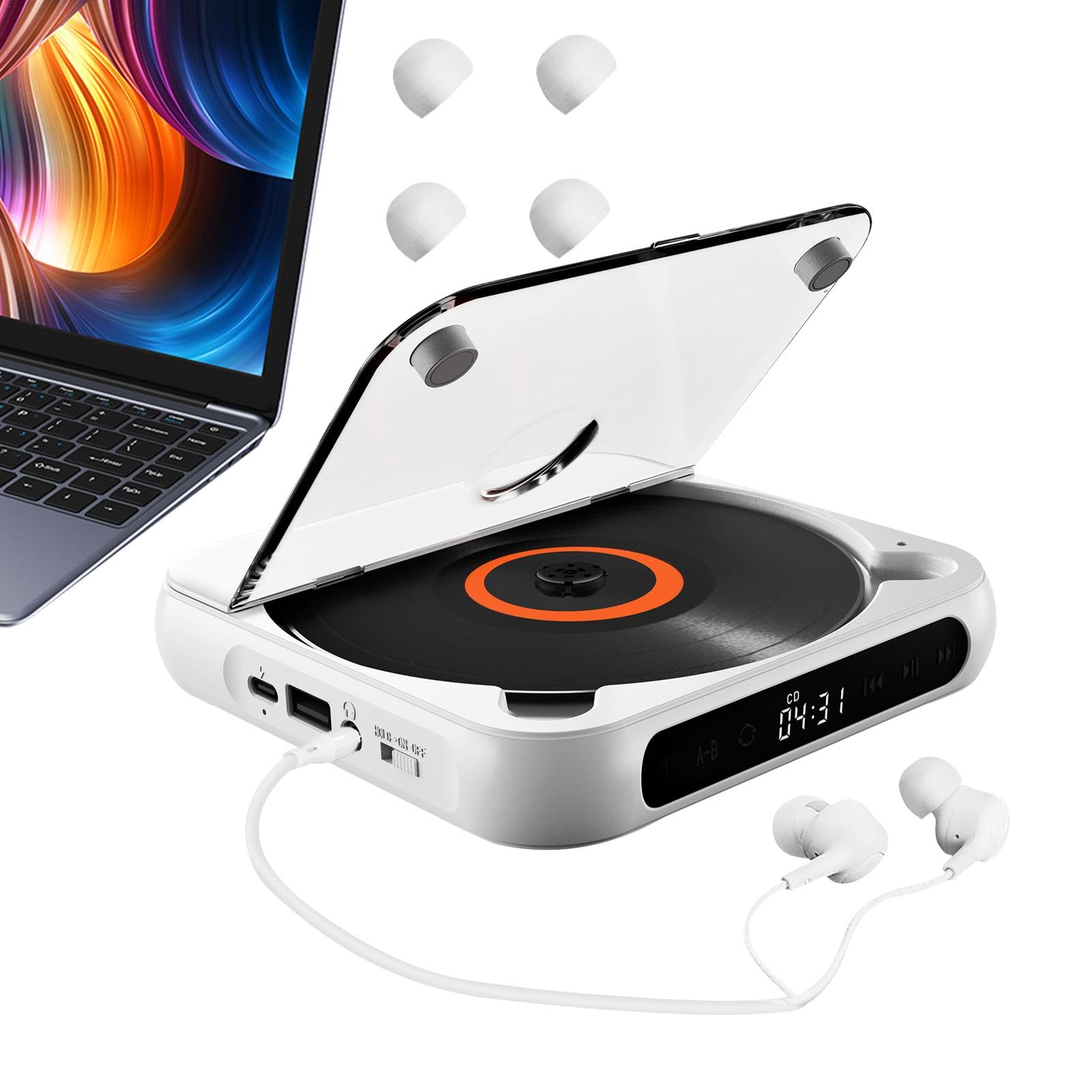 Lecteur de musique à contrôle tactile avec écouteurs, lecteur de disque