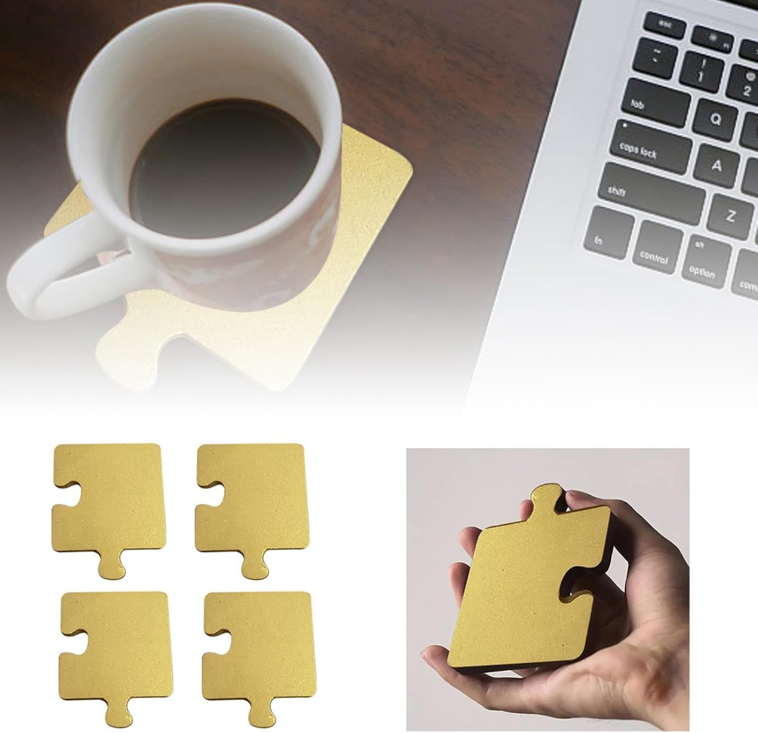 YAMSLAM 木製パズルコースター クリエイティブなパズルドリンクコースター 素朴な木製断熱マット 卓上保護 ホームレストラン カ