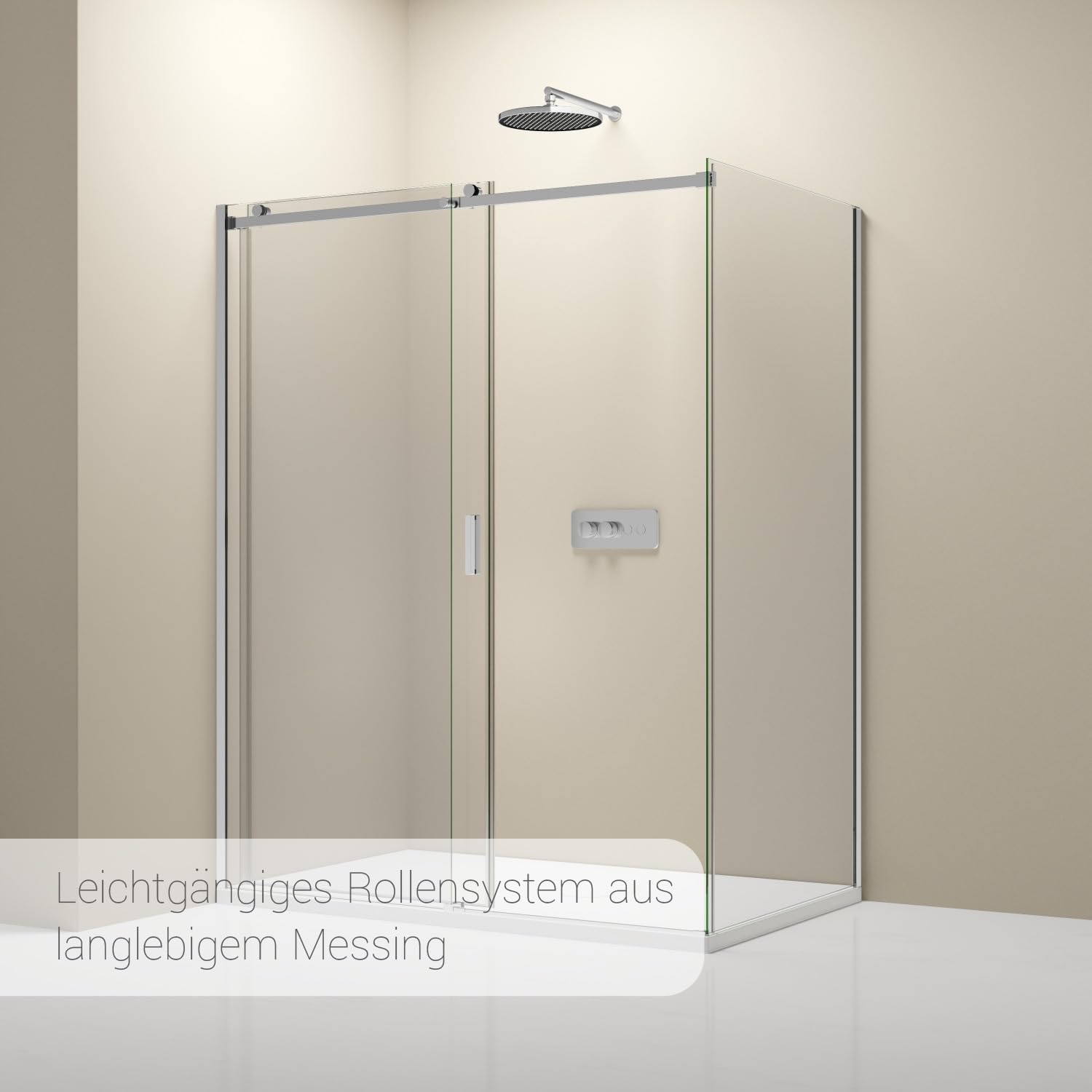 BERNSTEIN Eckdusche 100x100 Cm Mit Schiebetür – 8 Mm ESG Grauglas, Nano-Beschichtung